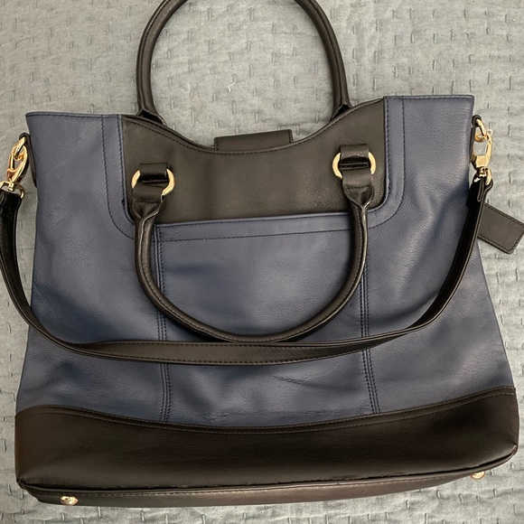 Tignanello Blue and Black Satchel Top Handle/Shoulder Bag - Picture 7 of 7